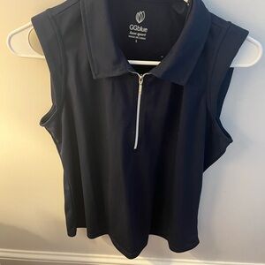 Women's Sleeveless Navy Top with front zipper!!